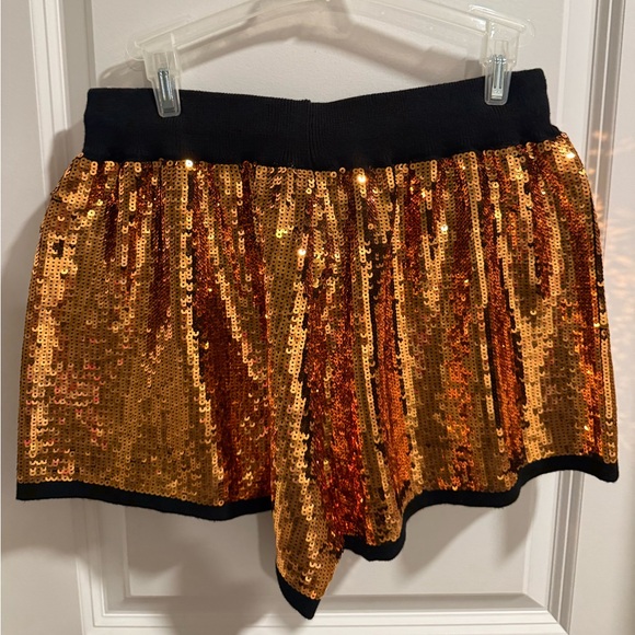 QUEEN OF SPARKLES Gold Sequin Tiger Shorts - Picture 2 of 5